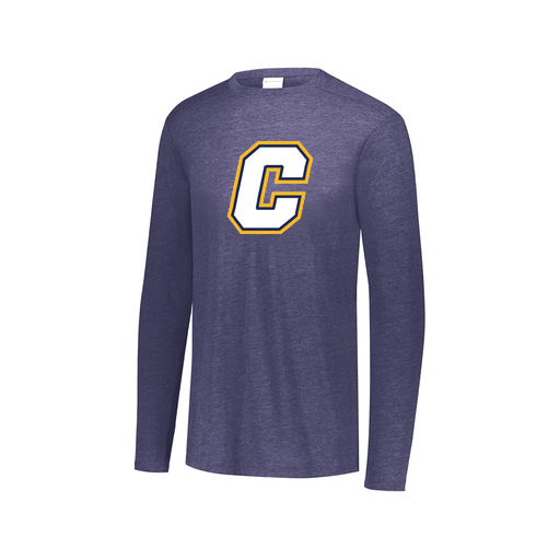 [FTLCUBNV-AXS-LOGO2] Decker Men's Tri-Blend T-Shirt - Long Sleeve (Adult XS, Navy, Logo 2)