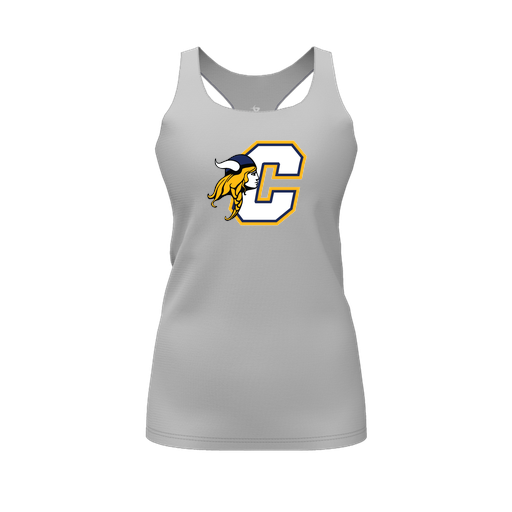 [FT0TRBGY-FYS-LOGO1] Decker Racerback Tank Top (Female Youth S, Gray, Logo 1)