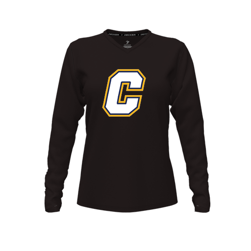 [FTLVCFBK-FYXS-LOGO2] Decker Comfort T-Shirt (Female Youth XS, Black, V Neck, Logo 2, Long Sleeve)