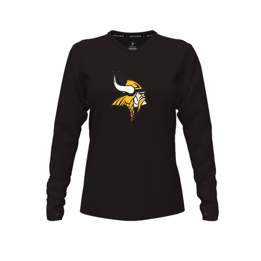 [FTLVCFBK-FYXS-LOGO3] Decker Comfort T-Shirt (Female Youth XS, Black, V Neck, Logo 3, Long Sleeve)