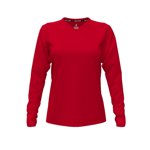 [FTLVPTRD-FYXS] Decker Performance T-Shirt (Female Youth XS, Red, V Neck, None, Long Sleeve)