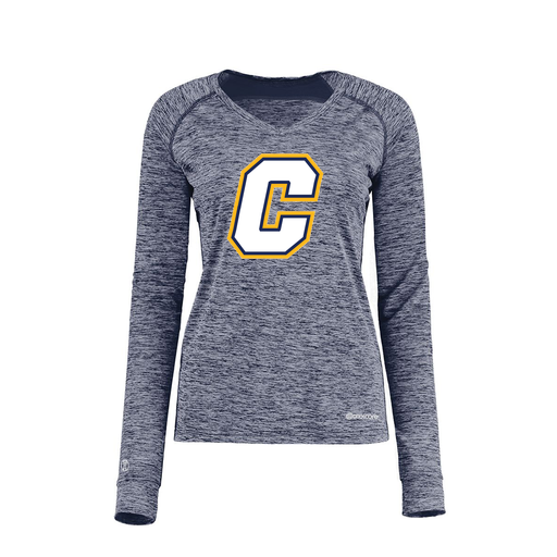 [222770.U22.XS-LOGO2] Ladies Electric Long Sleeve Shirt (Female Adult XS, Navy, Logo 2)