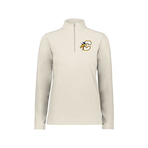 [6864.53T.XS-LOGO1] Ladies MicroFleece 1/4 Zip Pullover (Female Adult XS, White, Logo 1)