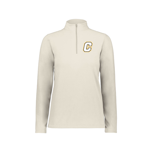 [6864.53T.XS-LOGO2] Ladies MicroFleece 1/4 Zip Pullover (Female Adult XS, White, Logo 2)
