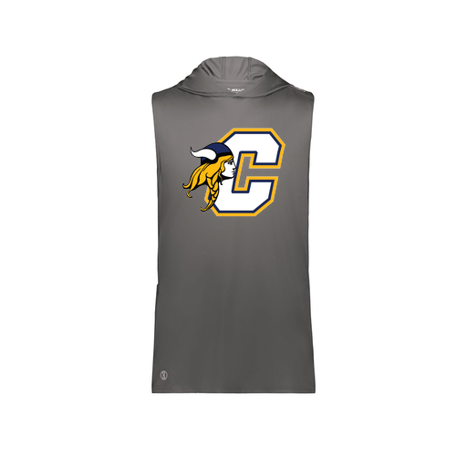 [222590.98D.XS-LOGO1] Men's CoolDry Sleeveless Hoodie (Adult XS, Gray, Logo 1)
