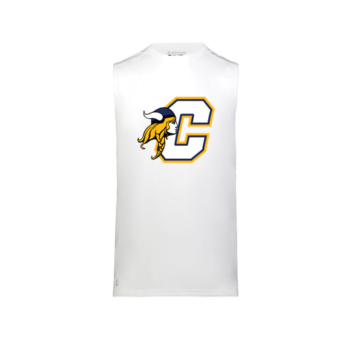 [222593.005.S-LOGO1] Men's CoolDry TankTop (Adult S, White, Logo 1)