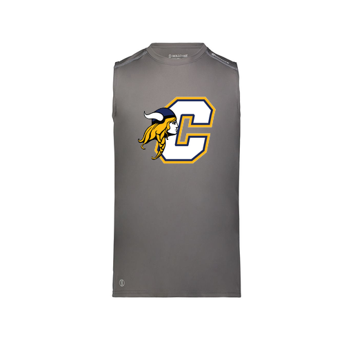 [222593.98D.S-LOGO1] Men's CoolDry TankTop (Adult S, Gray, Logo 1)