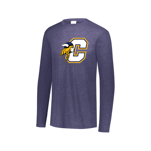 [FTLCUBNV-AXS-LOGO1] Decker Men's Tri-Blend T-Shirt - Long Sleeve (Adult XS, Navy, Logo 1)