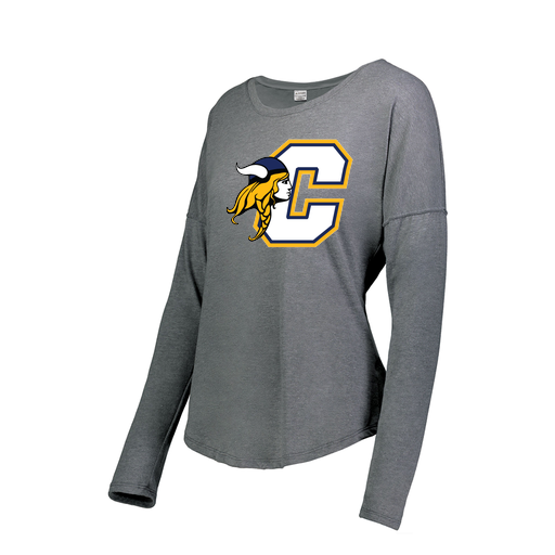 [FTLCUBGY-FAS-LOGO1] Decker Women's Tri-Blend T-Shirt - Long Sleeve (Female Adult S, Gray, Logo 1)